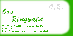 ors ringwald business card